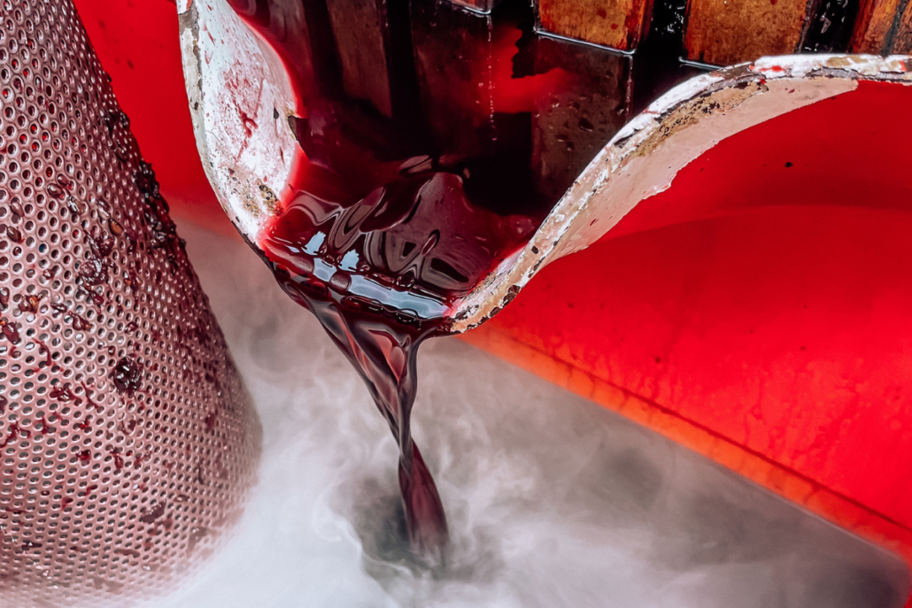 Barossa Shiraz grapes being pressed